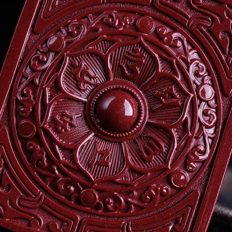 Подвеска-мантра из натуральной киновари с шестью символами мужская и женская