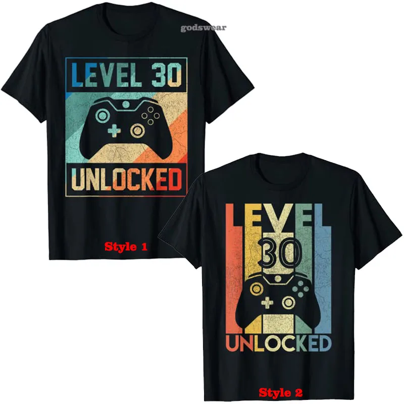 Разблокированная рубашка уровня 30 забавный видеогеймер подарок на 30-й день