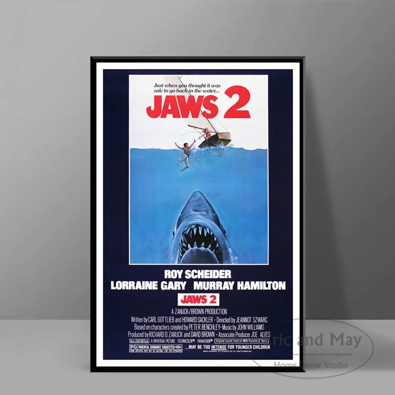Плакаты и принты из классических фильмов Акула в винтажном стиле - купить по