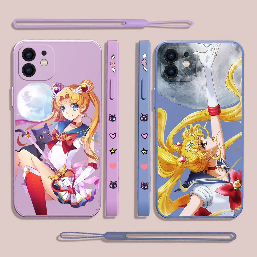 

Cute Sailors Moons Phone Case For Samsung A81 A53 A50 A12 A22S A52 A52S A51 A72 A71 A32 A22 A20 A30 A21S A11 4G 5G With Lanyard