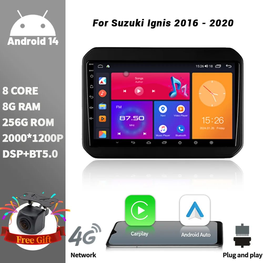 Беспроводной стерео экран CarPlay Android для Suzuki Ignis 2016-2020 автомобильное радио