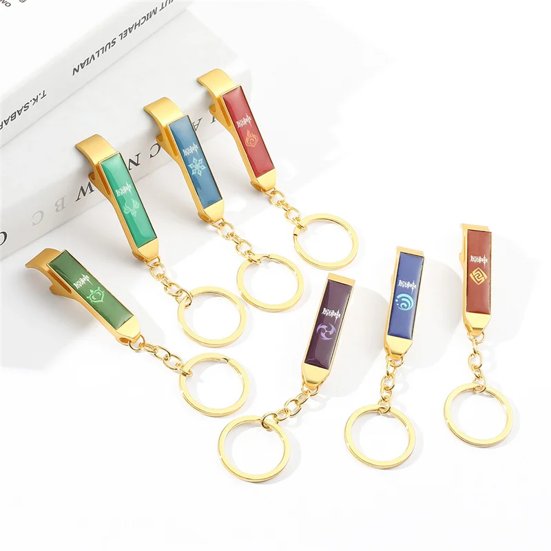 

Hot Anime Genshin Impact Vision Venti Xiao Key Chain Luminous 7 Element Weapons Eye Of Original God Toy Multifunction Keyrings