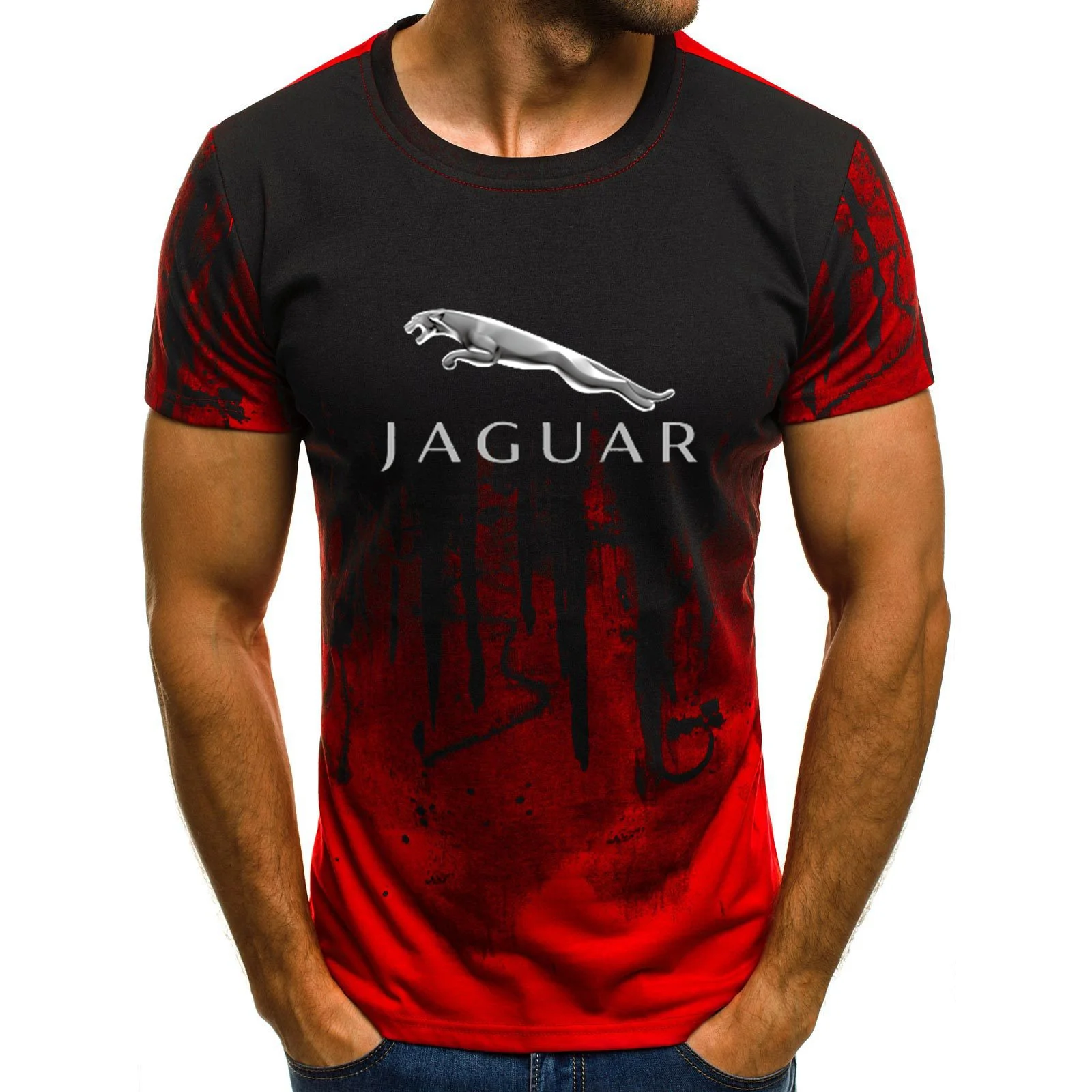 

2022 Summer Men's T-shirt Jaguar Summer Uniform Personality Printing Cotton Shirt Crew Neck T-shirt Fashion Trend Racing Style