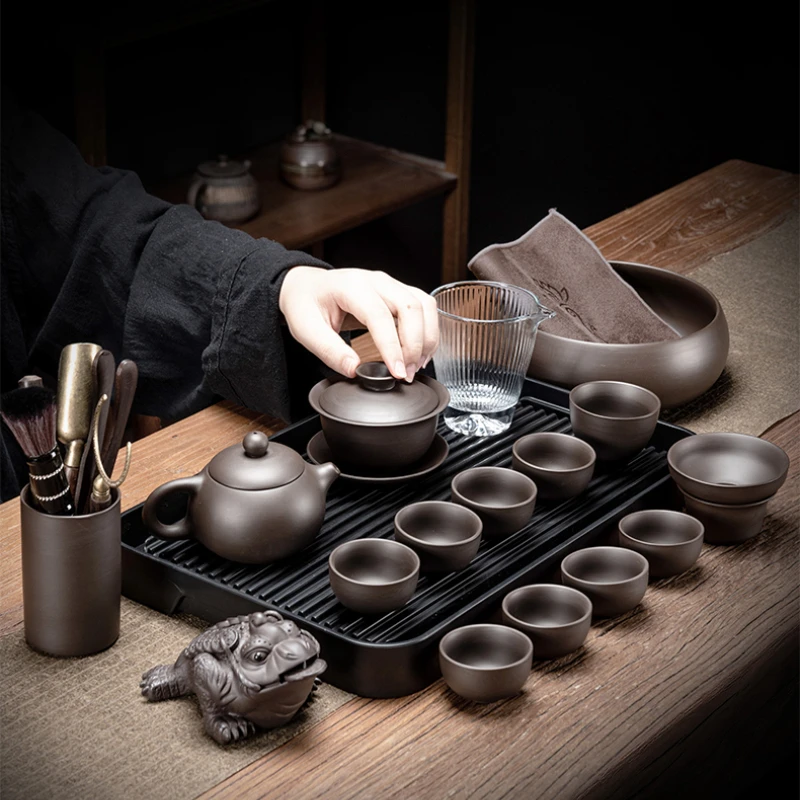 

Purple Clay Tea Set Vintage Luxury Teaware Handmade Portable Chinese Kung Fu Tea Cup Set Porcelain juego de te Home Products