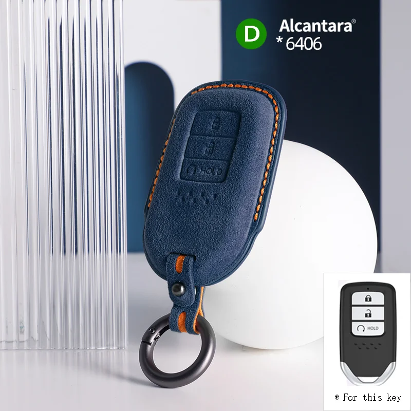 

Alcantara High-quality Car Key Case Cover Holder Key Shell Buckle For Honda Accord Civic Fit HRV CRV XR-V Keychain Accessories