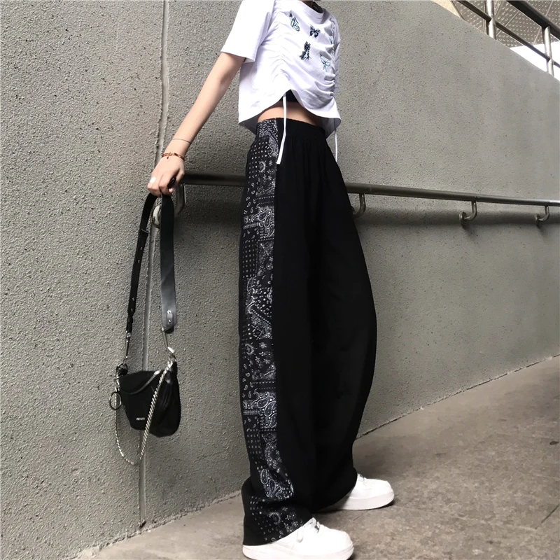 

Personalized Wide-leg Pants Women's Men's Harajuku Retro High Street Fashion Printing Loose Straight Leg Casual Floor Pants 2022