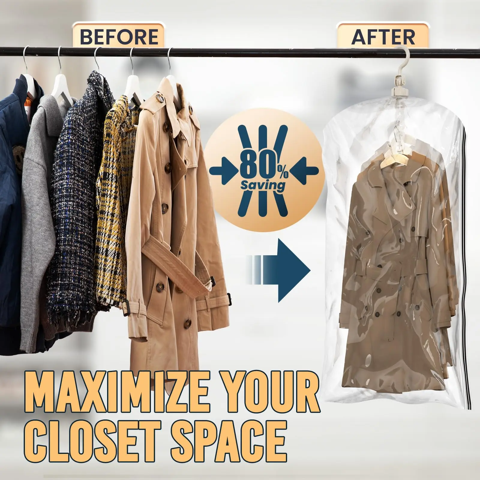 TAILI 4 шт. многоразовые подвесные вакуумные пакеты для хранения одежды пальто