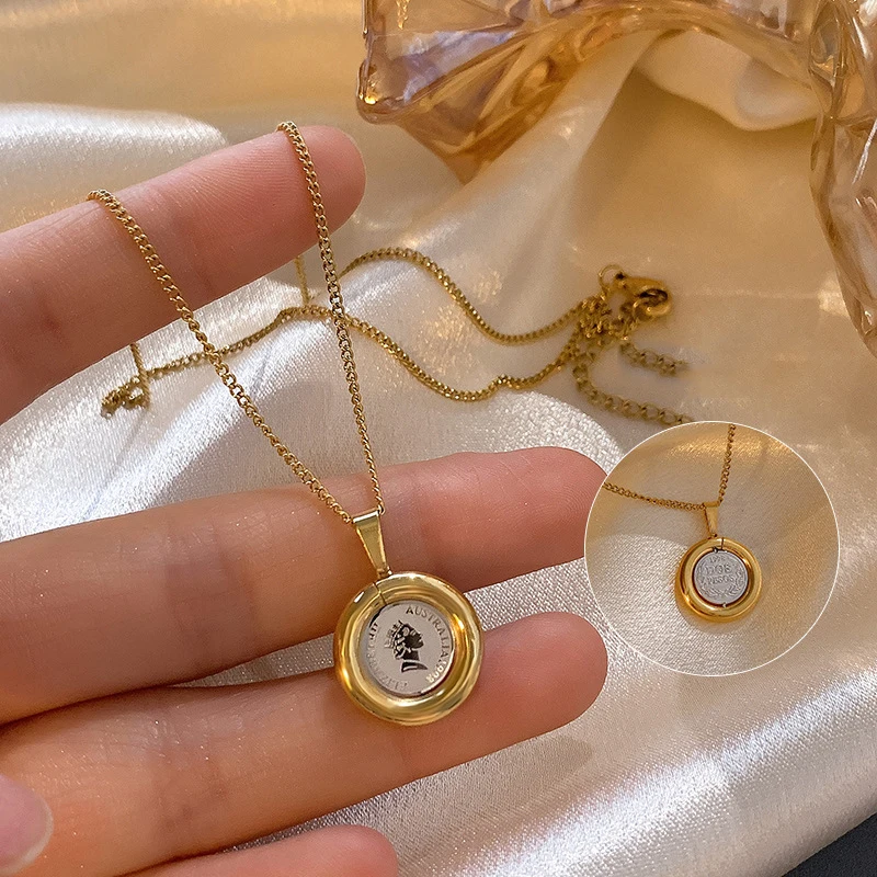 

Ожерелье Ramos в европейском и американском стиле, Женская цепочка из нержавеющей стали золотого цвета, ожерелья высокого качества, Женские Ю...