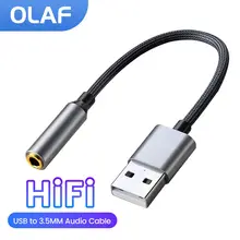 USB To 3.5mm Audio Cable  USB Sound Card Earphone 2-in-1 AUX Audio Cable for Mobile Phone Desktop Computer Tablet PS4 Gamer 