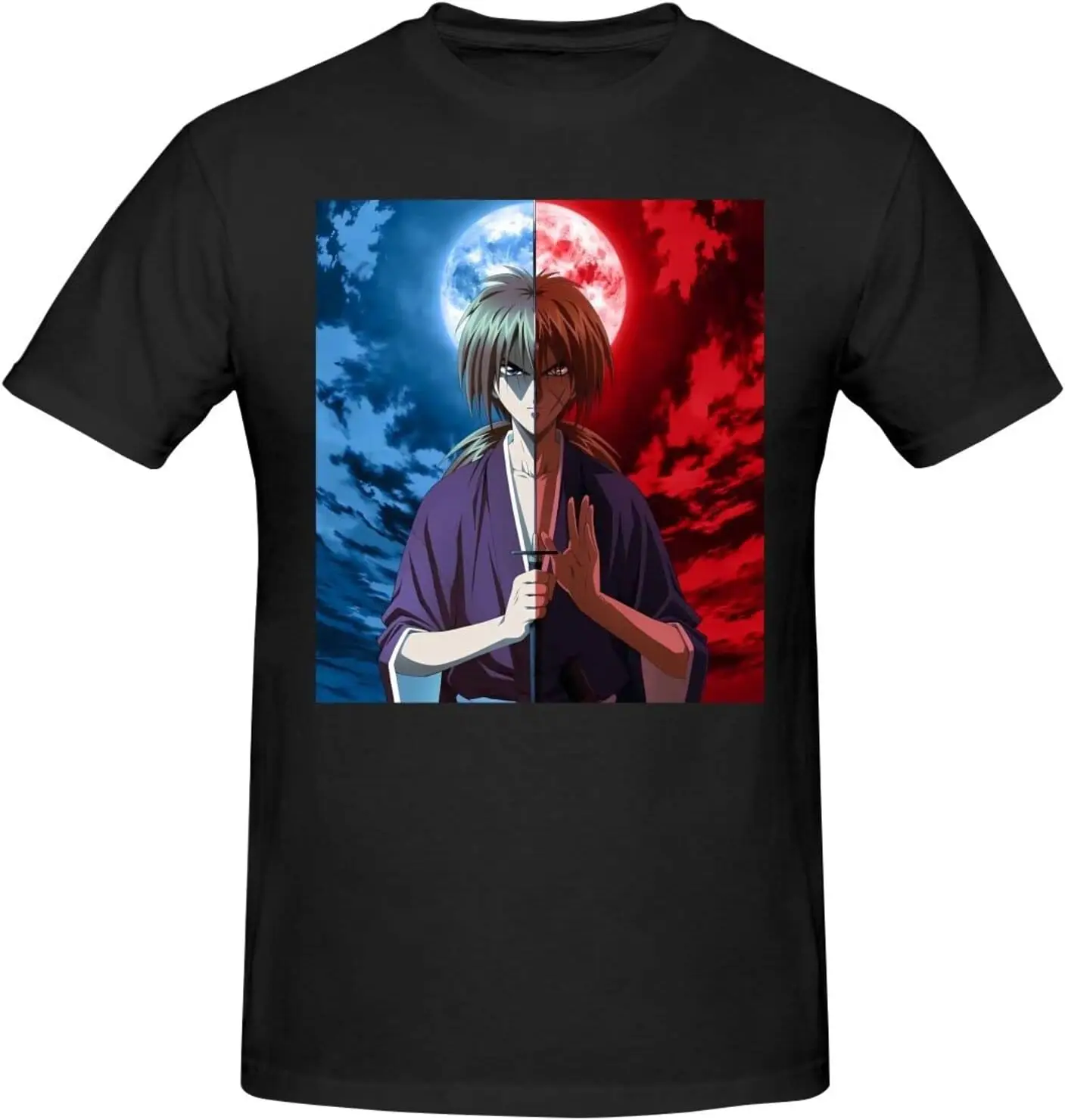 Рубашка Rurouni Kenshin Мужская персонализированная футболка с коротким рукавом и