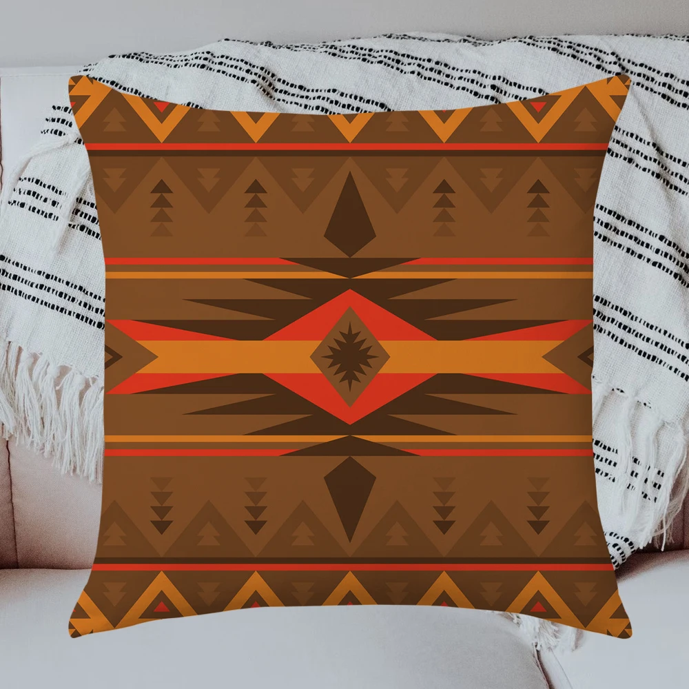 

Retro Ethnic Geometric Throw Pillow Cover 45x45cm Aztec Print Southwestern Tribal Cushion Cover Home Decorative Sofa Pillow Case