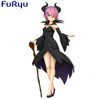 original genuine furyu relife in a different world from zero ram sleeping beauty black dress pvc anime action figure