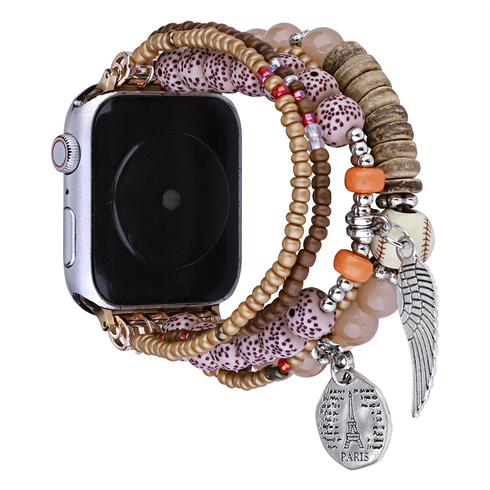 Boho strap for Apple watch band bracelet chain for iwatch87654321SE Ultra 38 40 41 42 44 45mm Wing ornament pearl women wrist