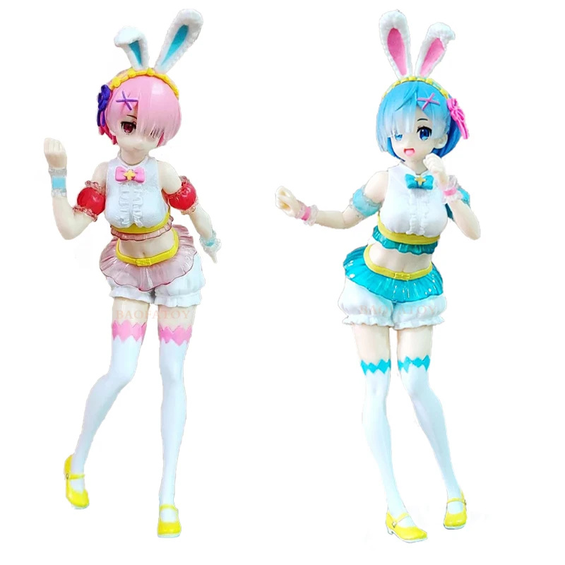 

23cm Re:ZERO -Starting Life in Another World Anime Figure Ram Bunny Girl Action Figure Rem Figure Collection Model Doll Toys