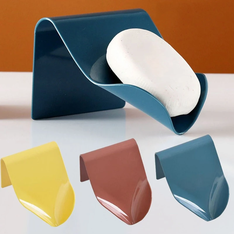 

1Pcs Soap Dish Holder Seamless Wall-Mounted Soap Holders Shower Plates Soap Bathroom Storage Drain Plastic Soap Tray Rack