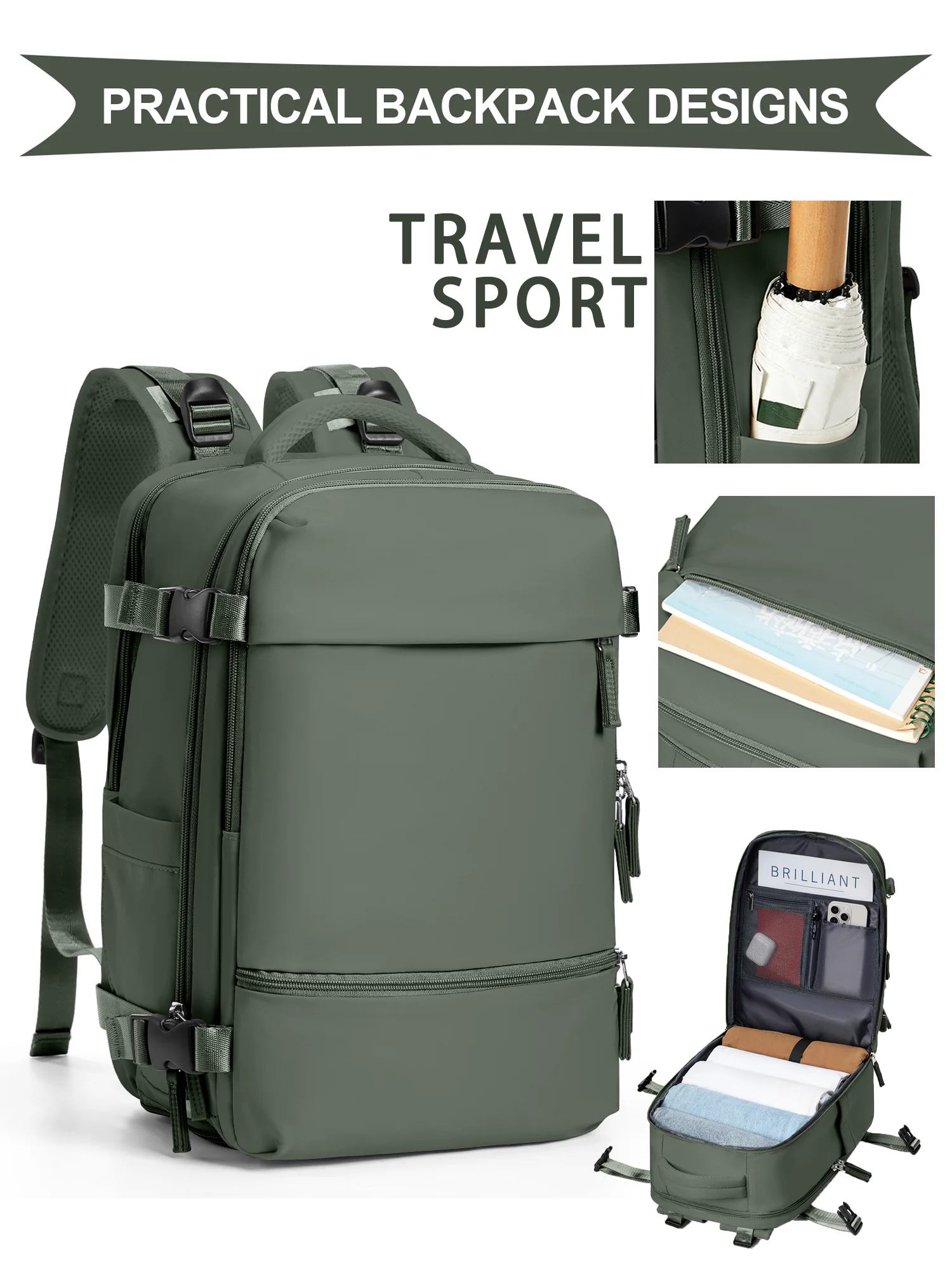 Водонепроницаемый Рюкзак Унисекс 40x20x25 См Нейлоновый Дорожный С Отделением Для