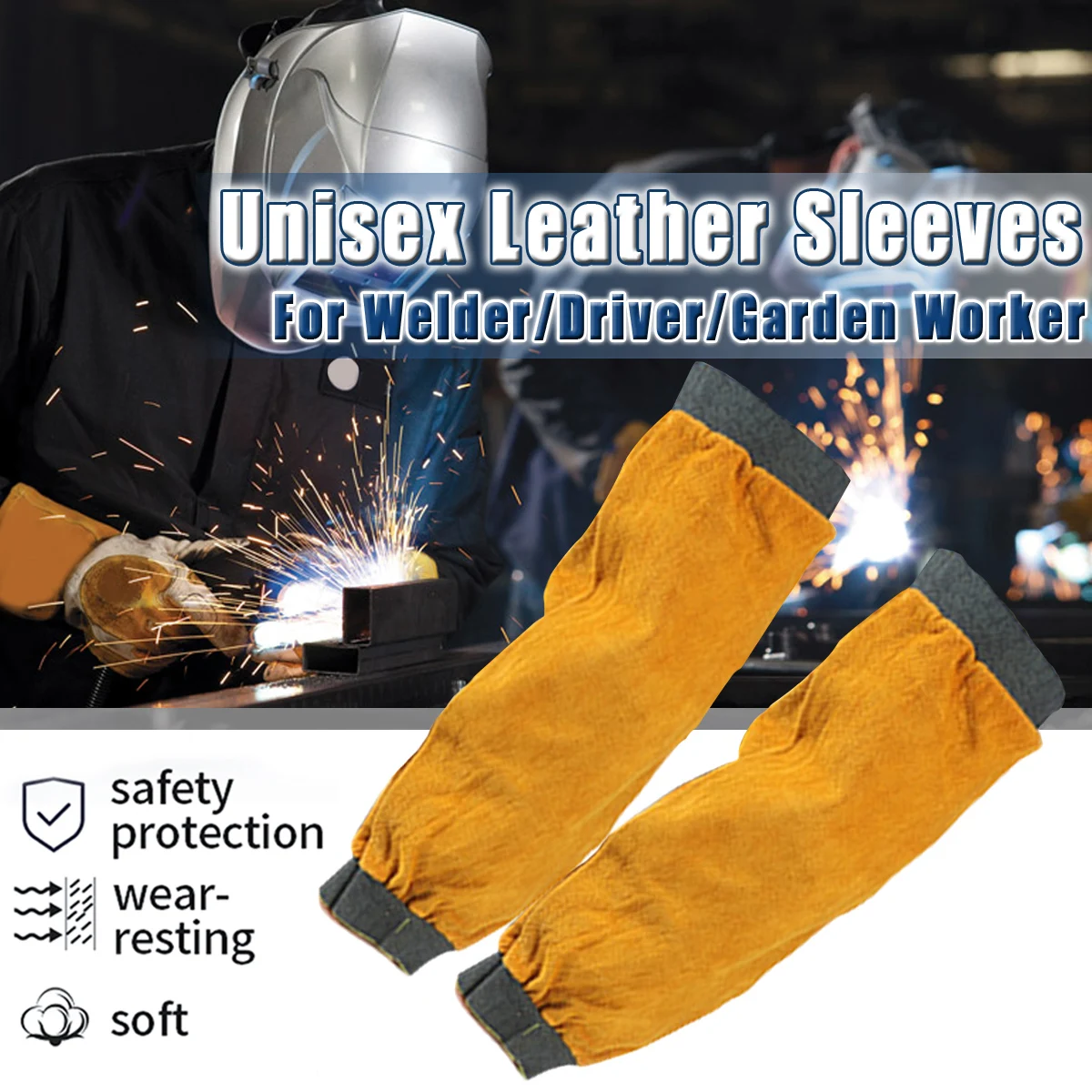 

Welding Helmet Welders Gloves Protection Cowhide Short Electric Welder Apron Labor Protection Antifouling Oil & Acid Resistance