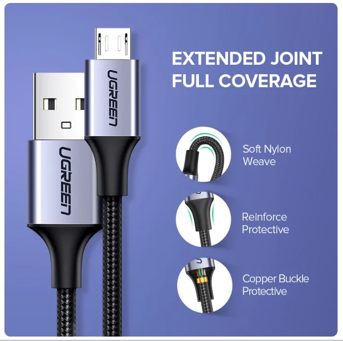 Фото Кабель-зарядка Ugreen Micro USB для Samsung Galaxy S7 S6, быстрая зарядка, шнур для мобильного телефона, USB-кабель для планшета №4