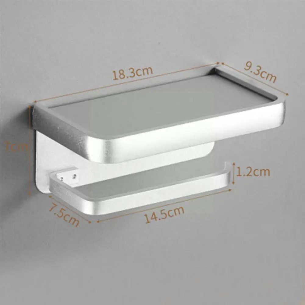 

Matte Black Space Aluminum Toilet Paper Holder Self-adhesive Hardware Punch-free Holder Bathroom Bathroom Mobile Set C0q2