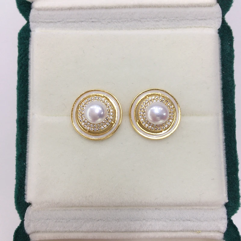 ZHBORUINI 2024 серьги из натурального пресноводного жемчуга с круглым темпераментом