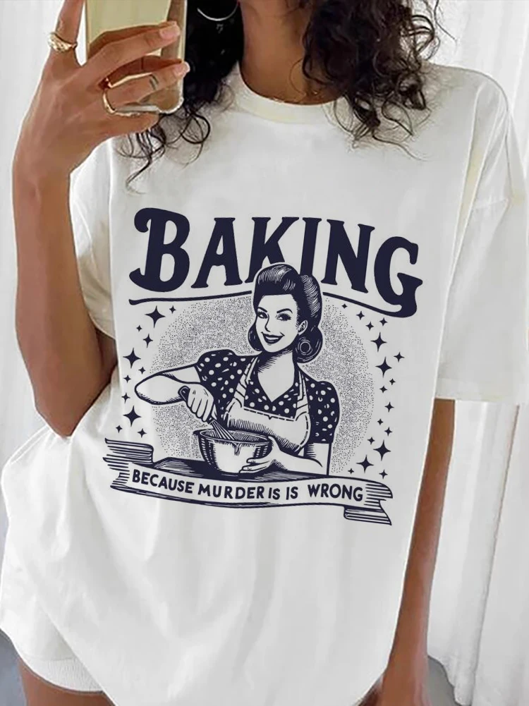 Женская футболка с короткими рукавами и круглым вырезом принтом лето 2024 забавная