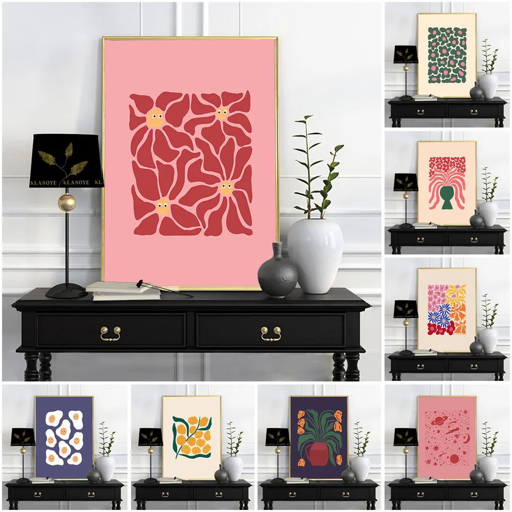 

Liv Lee Hand Draw Print Poster Cute Abstract Cartoon Art Flower Plant Decor Canvas Painting Wall Picture