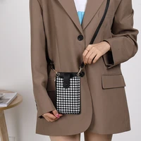 ladies new mobile phone bag houndstooth simple one shoulder messenger thin section multi card large capacity small bag