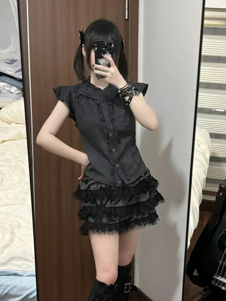 Готические повседневные тонкие черные футболки без рукавов для женщин Хепберн в