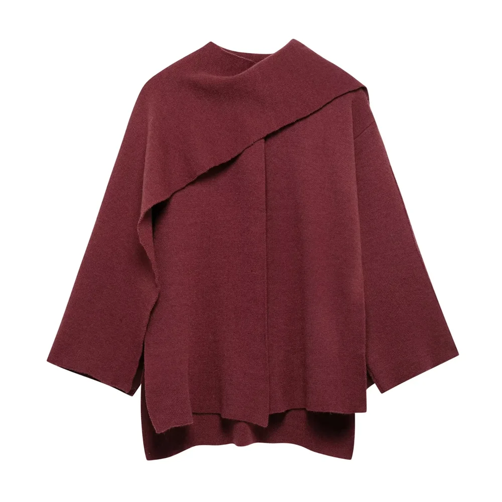 RARA осень/зима 2023 женский шарф в ленивом стиле накидка короткое вязаное пальто с