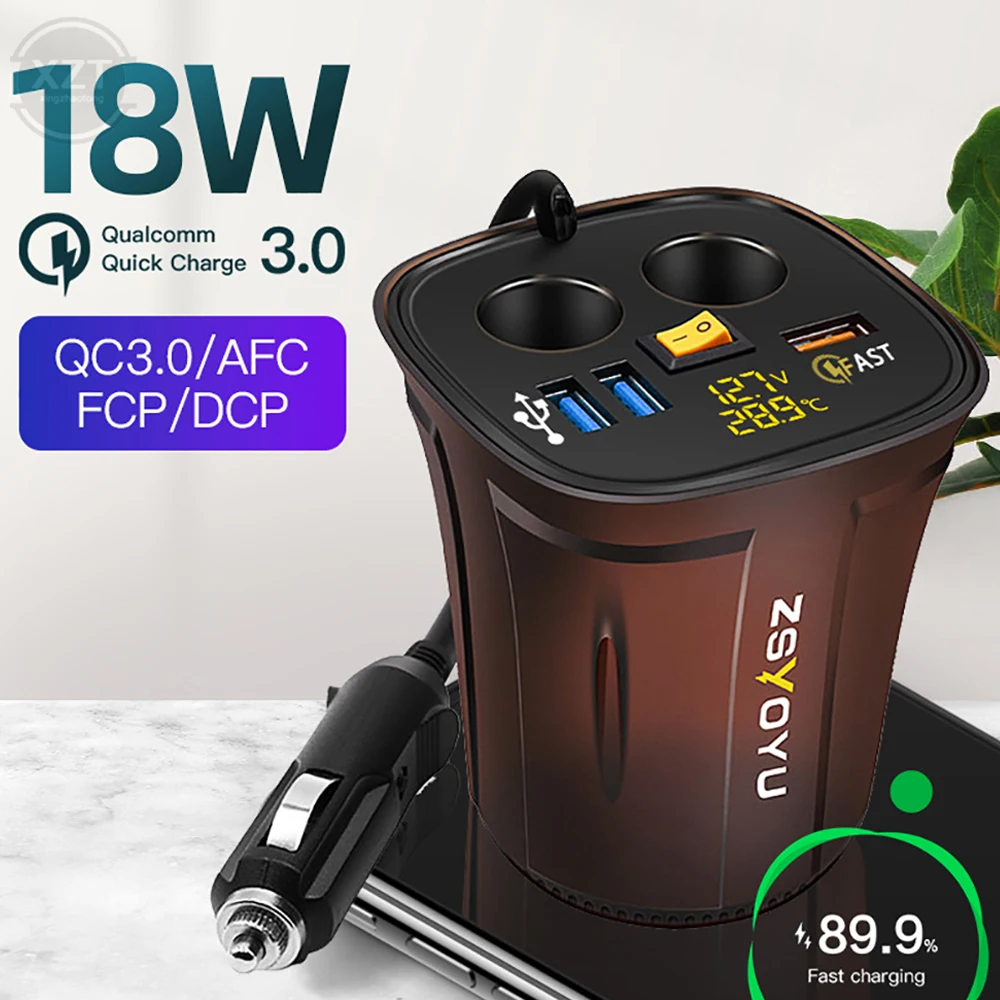 Быстрый QC3.0 USB-подстаканник Автомобильное зарядное устройство Адаптер