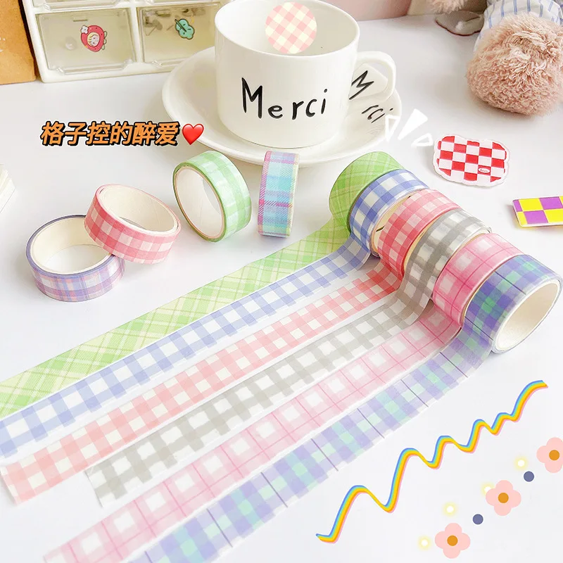 

New 1 Roll Assorted Color Plaid Tape for DIY Decorating Scrapbooking Supplies Journal Planners Gift Cards Wrapping