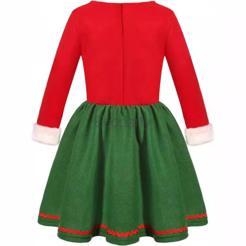 Детский Рождественский костюм Санта-Клауса для девочек зеленые платья косплея