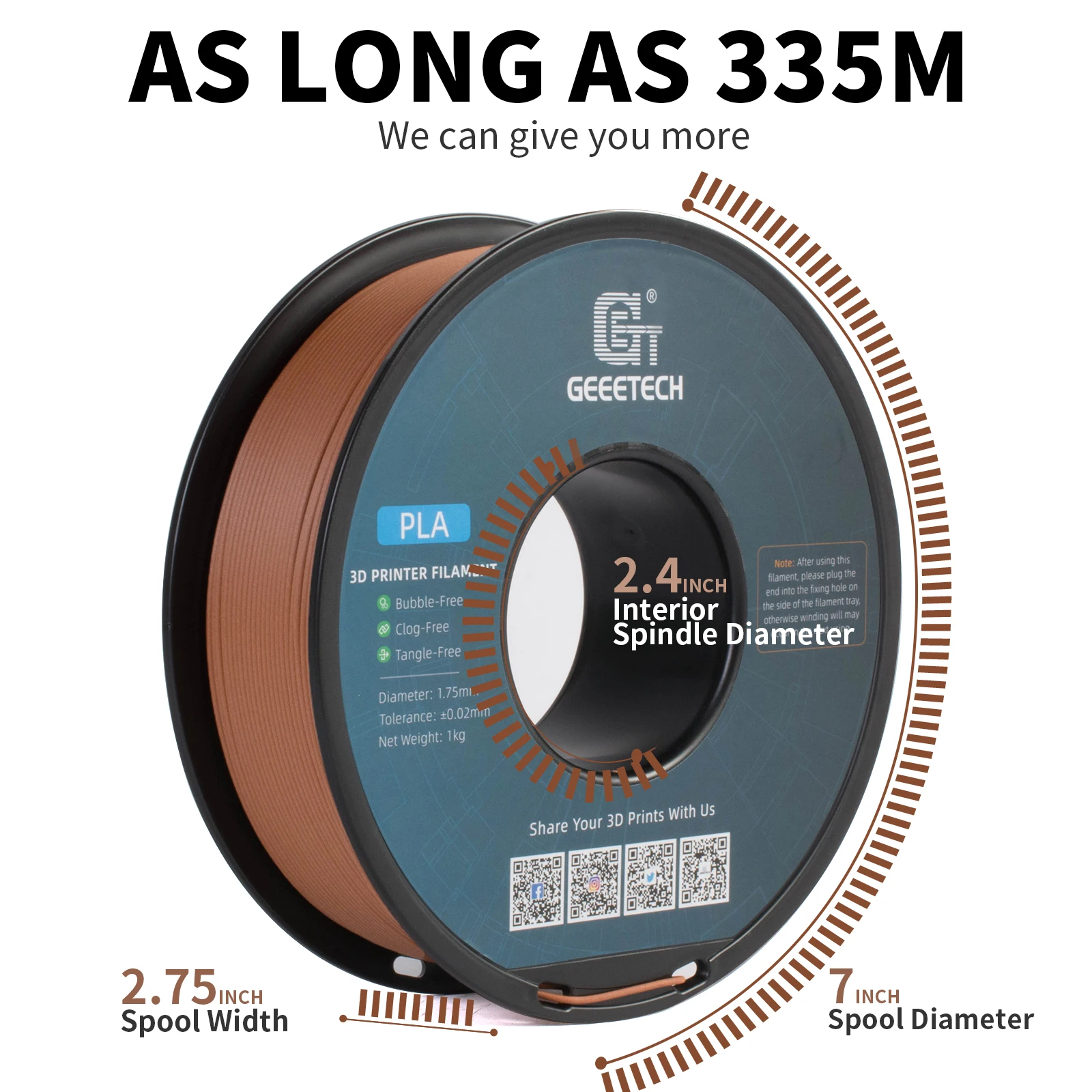 Geeetech Wood PLA 1 кг 75 мм нить 3d проволока для печати вакуумная упаковка местные склады