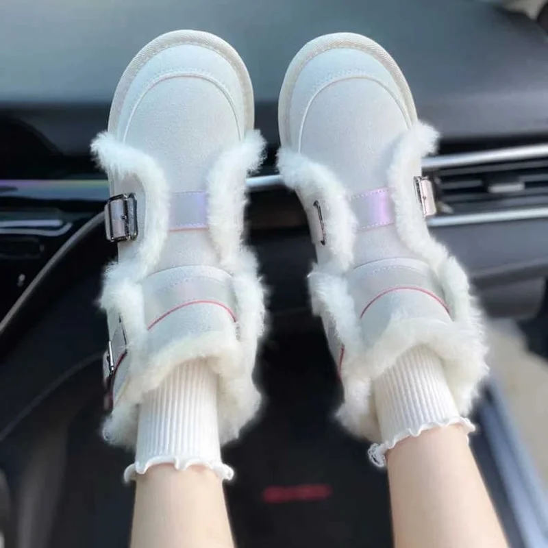 

Women's Boots 2022 Winter New Fashion Ankle Suede Snow Boots Women Buckle Warm Cotton Shoes for Women Casual Short Boots Women