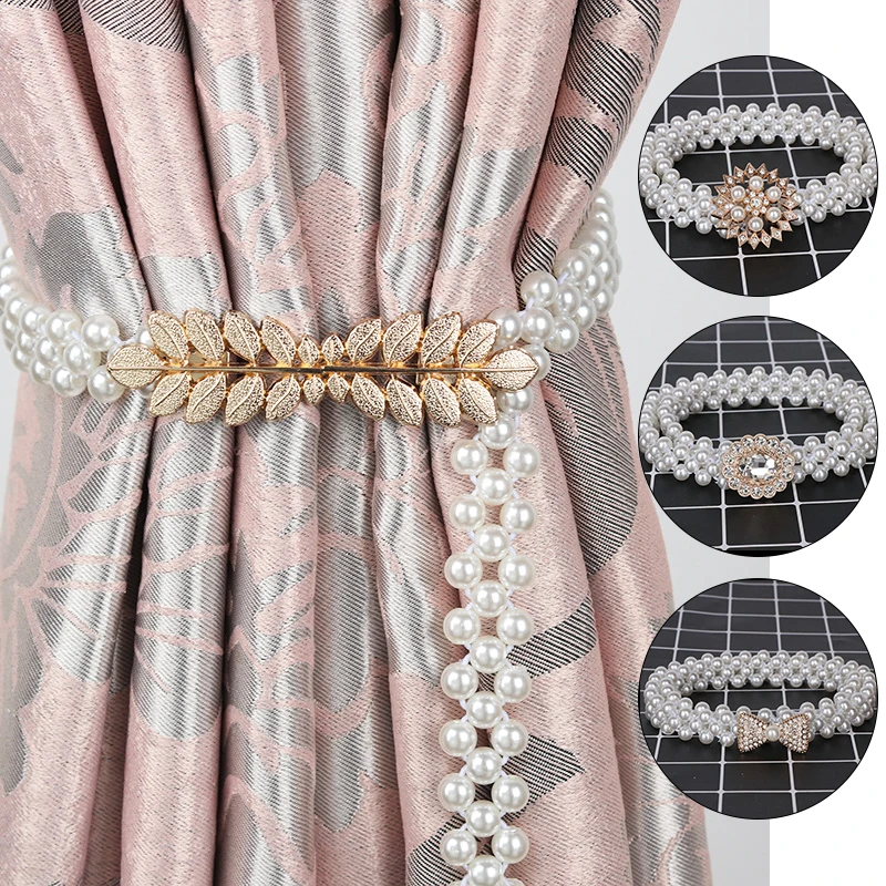 

Metal Curtain Rope Pearl Curtain Rope Creative Curtain Tie Nordic Style Light Luxury Exquisite Pretty Fashion Home Decoration