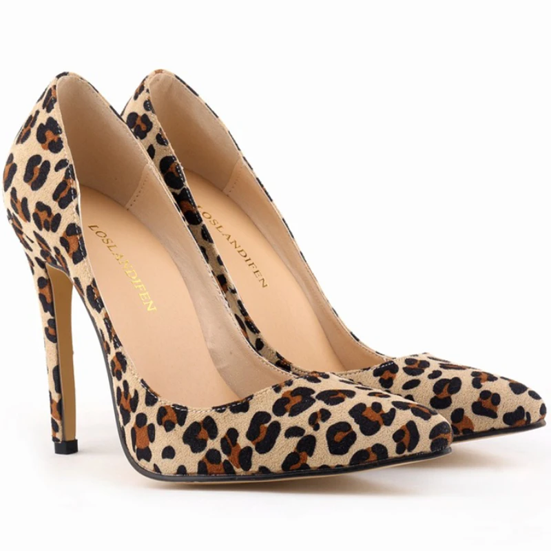 

New Leopard Print Women's Pumps Sexy High Heels Women Shoes Stiletto Super High Heels 11 Cm Texture Lady Shoes Large Size 41 42