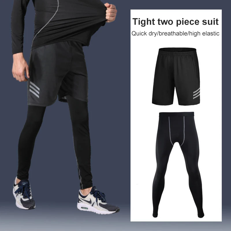 

Sports Tight Shorts Men'S Fitness Running Elastic Leggings Basketball Training Equipment Quick-Drying Trousers