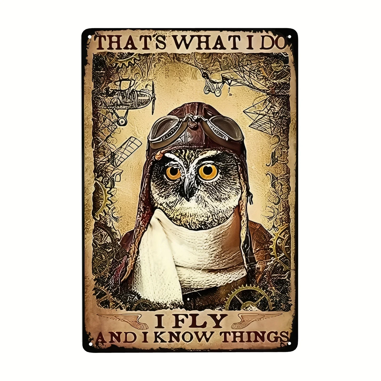 Винтажная Табличка С Совой Металлическая Железная Настенная Вывеска Античный
