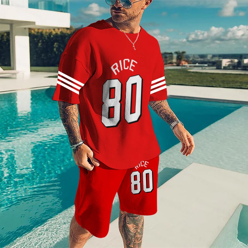 Summer 3d Figure Print Men Tracksuits Casual 2 Piece Set For Men Plus Size o Neck Men's t-Shirt Shorts Set Sleeve Jogger Outfits