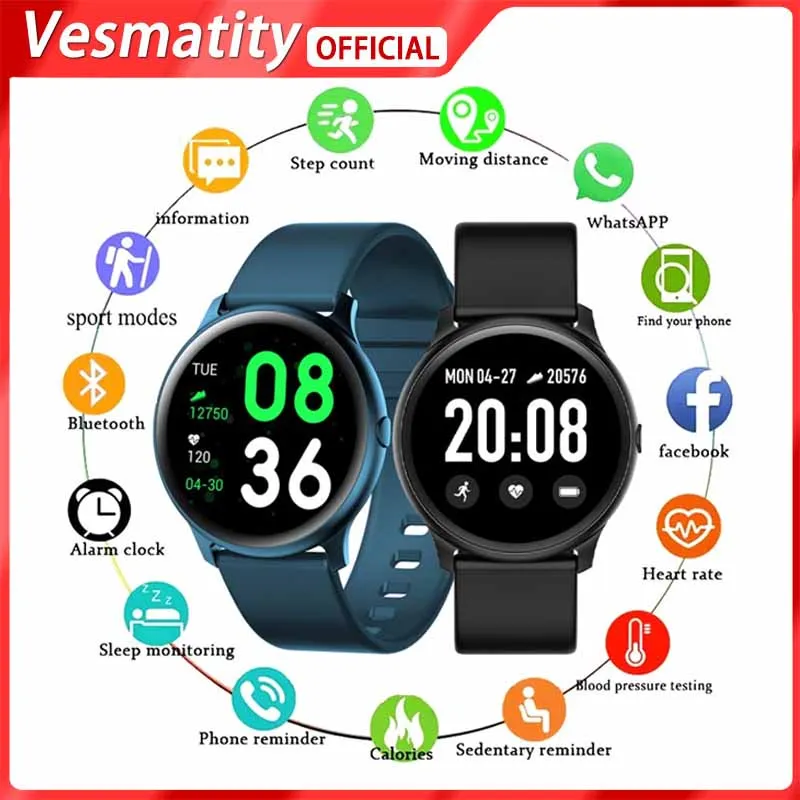 

Vesmatity KW19 Smart Watch Heart Rate Monitor IP67 Waterproof 2022 New Women Men Sport Watch Fitness Tracker For Android IOS