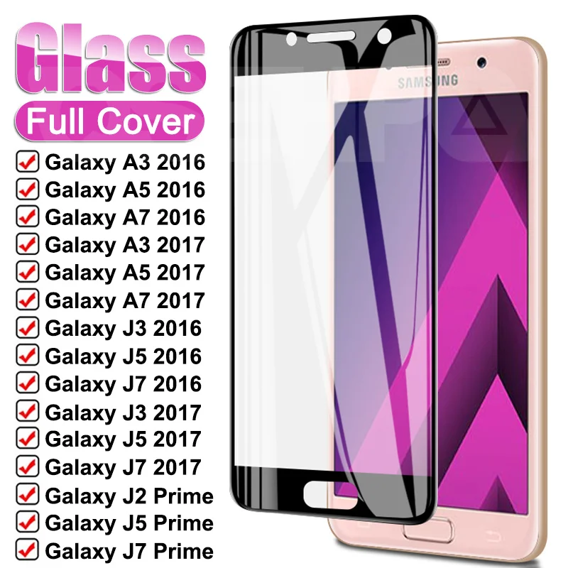 

9D Tempered Glass For Samsung Galaxy S7 A3 A5 A7 J3 J5 J7 2016 2017 Screen Protector on J2 J4 J7 Core J5 Prime Protective Glass