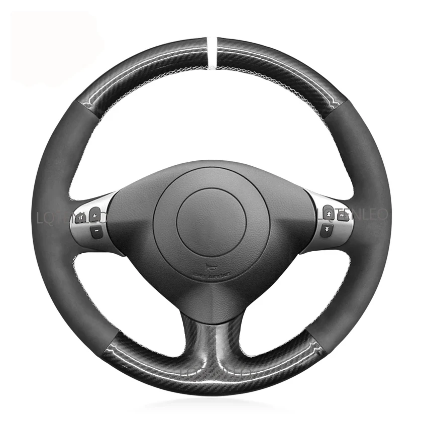 

Black Carbon Fiber Suede White Marker Car Steering Wheel Cover for Alfa Romeo 147 2000-2010 156 2003-2007 Crosswagon 2004-2005