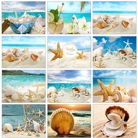 meian diy beach scenic embroidery painting shell conch cross stitch kit 1114ct printed canvas needlework art painting home gift