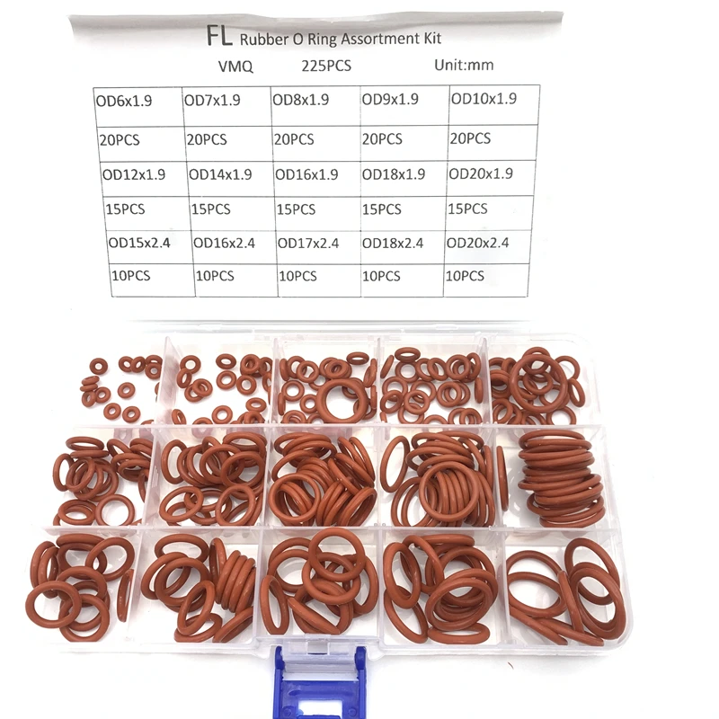 

Rubber O Rings VMQ NBR FKM Sealing Gasket CS 1.5/1.9/2.4/2.65/3.1mm Silicone Washer Rubber Oring Set Assortment Kit Set Box Ring