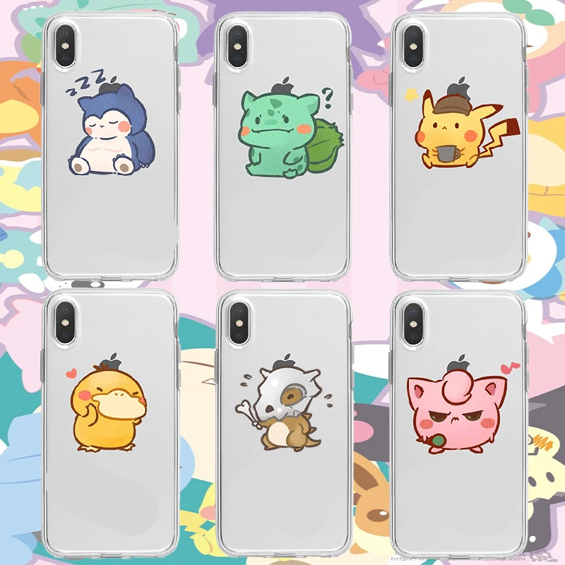 

Pokemon Pikachu Phone Case For IPhone 11 13 12 Pro MAX XR XS Max 7 8 6S Plus SE2020 transparent phone c Hot Silicone Case Gift