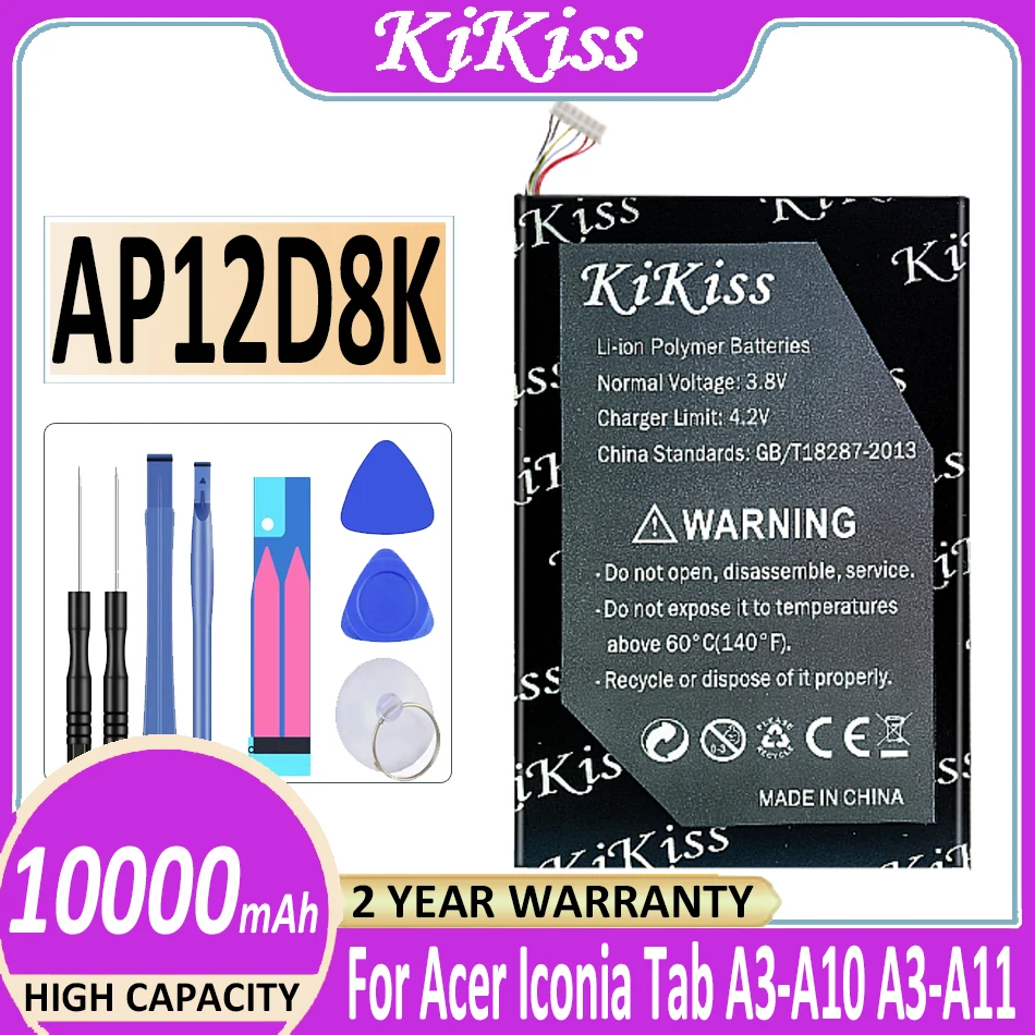 

10000mAh Kikiss Battery for Acer Iconia A3-A10 A3-A11 W510 W510P W511 W511P Series AP12D8K 1ICP4/83/103-2 3.7V Battery Batterij