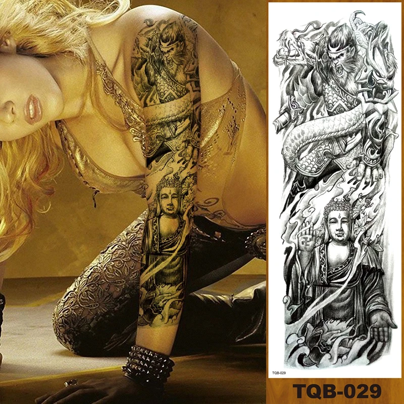 Временные татуировки на всю руку с цветами наклейки для мужчин женщин девочек