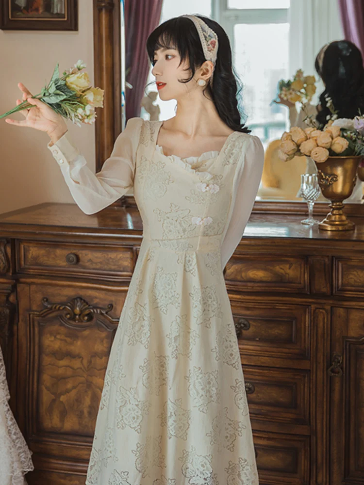 

Новое винтажное улучшенное кружевное платье чонсам