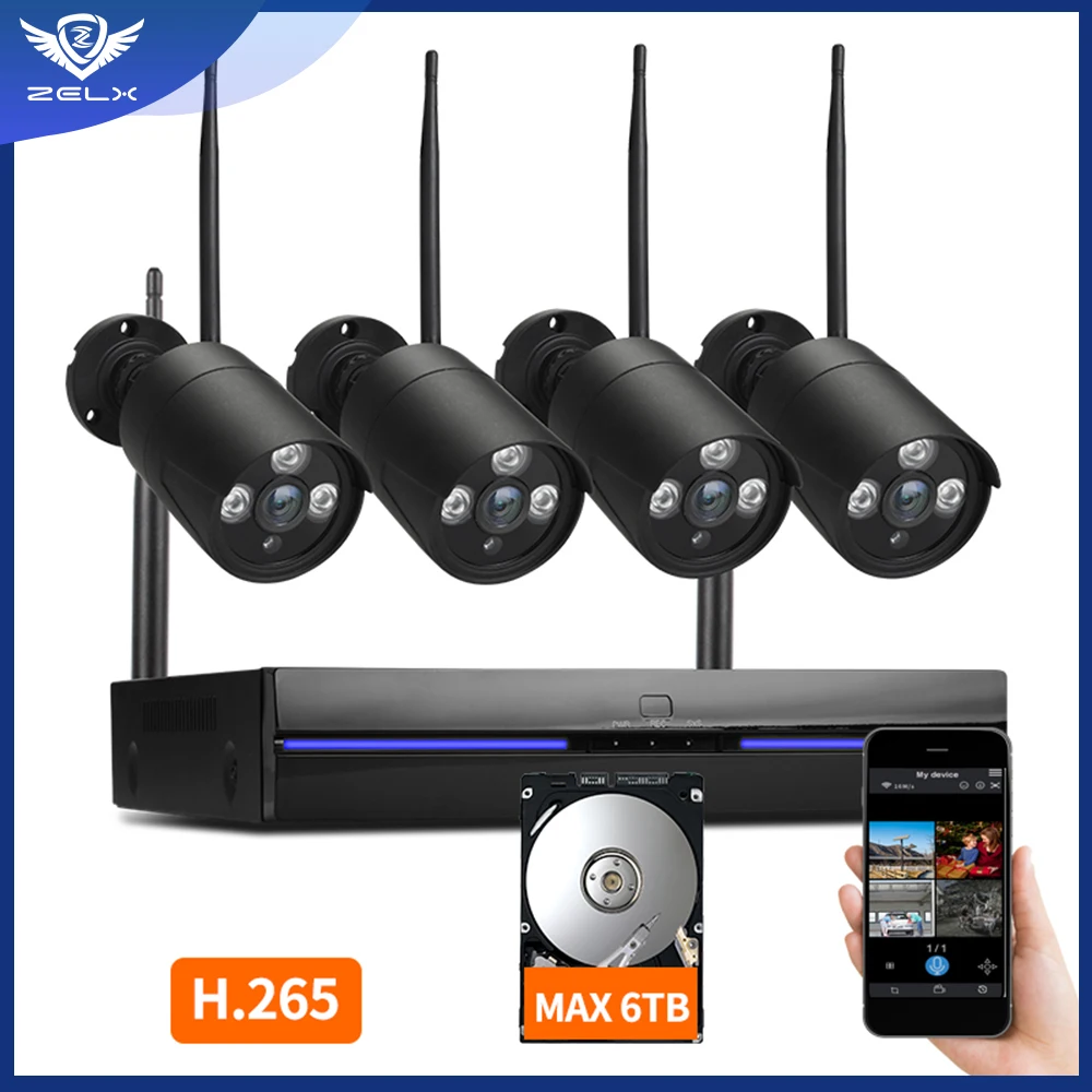 

3MP цилиндрическая камера видеонаблюдения 4CH Kit CCTV IP Cam WiFi двухканальная мини-система безопасности H.265 NVR Plug & Play для дома