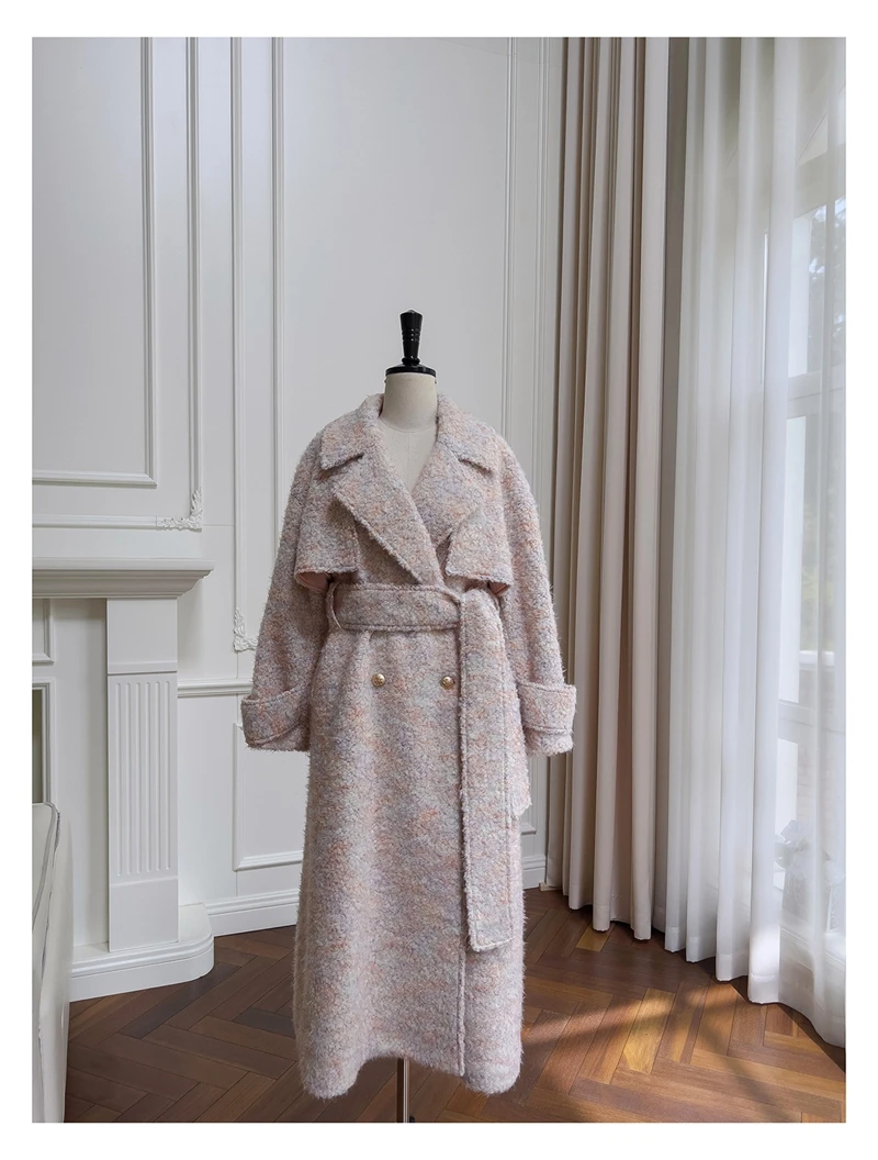 Lingzhiwusis Новогодняя боевая одежда роскошный Лисий меховой воротник нежно розовый